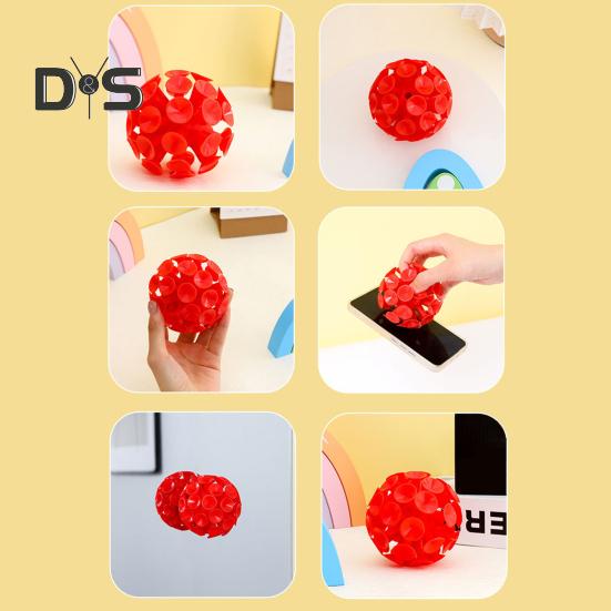 9CM 3D Suction Cup Ball Anxiety Stress Relief TPR Sticky Ball Toss Game Reusable Lightweight Mini Portable Kids Adults Sphere Toy
