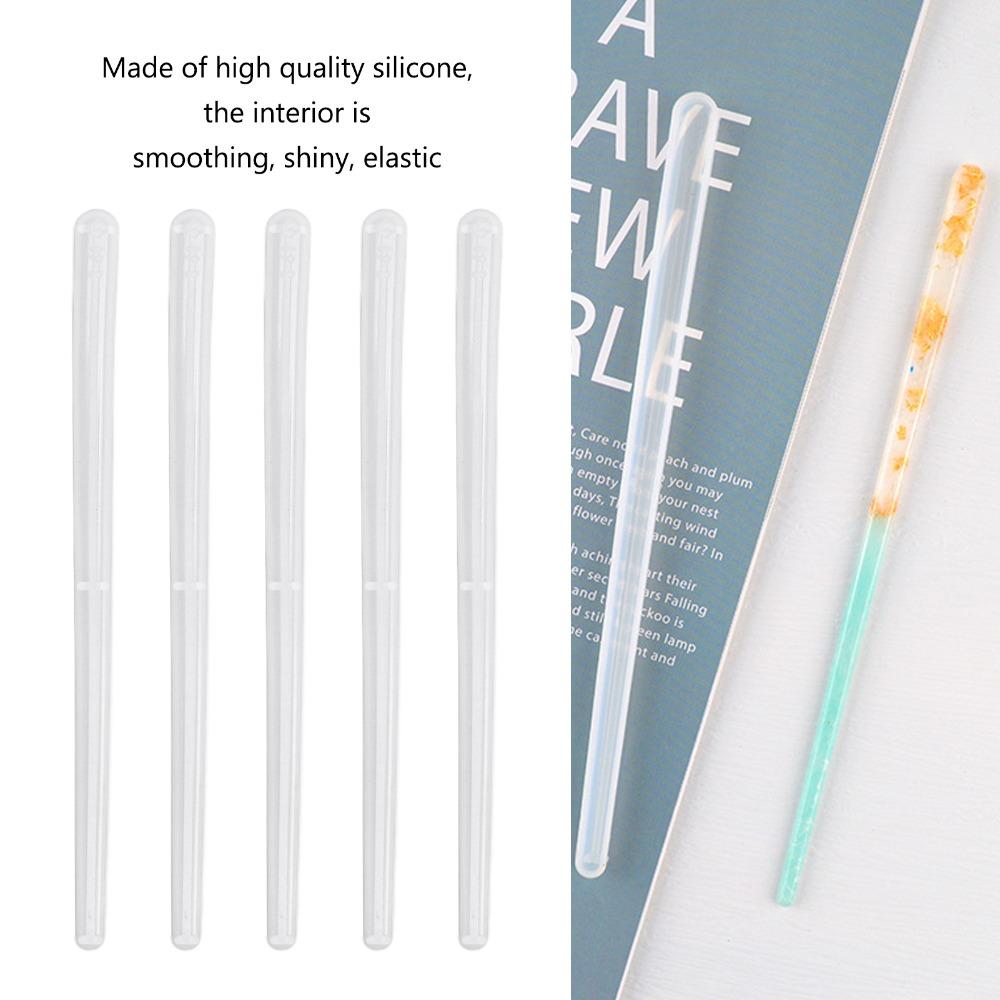 5pcs Silicone Silicone Mould Exquisite White Resin Moulds Elastic Demoulding Easy Release Hairpin Mold Hair Accessories Making