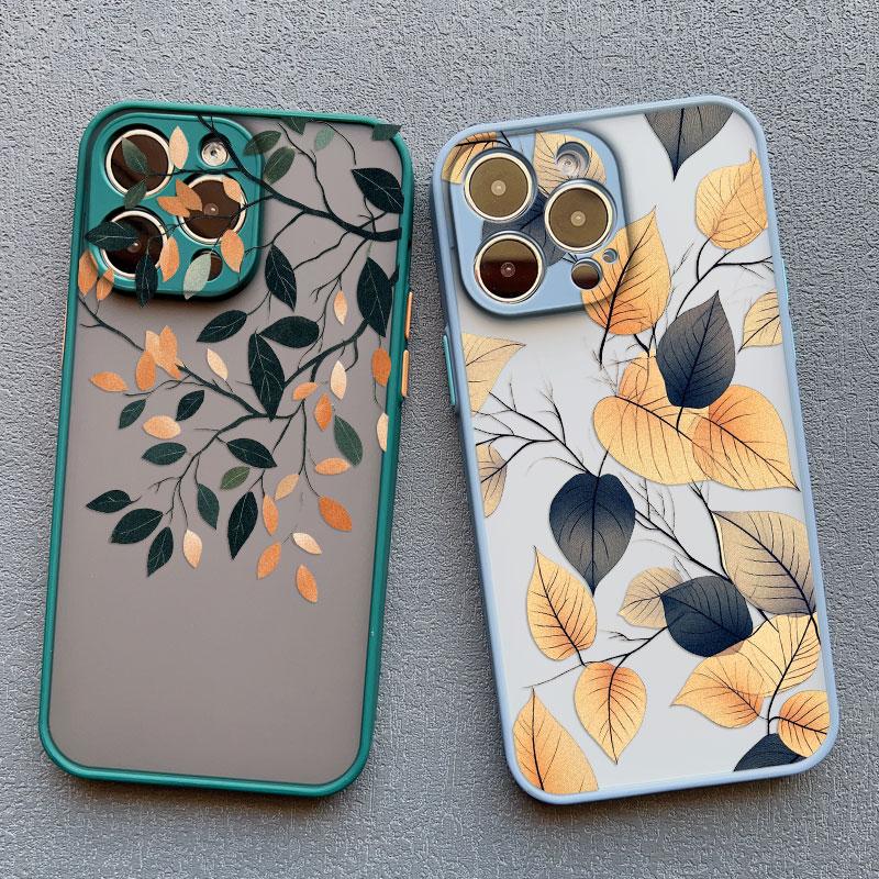 Vintage Flower Leaves Phone Case For iPhone 16 15 14 Pro Max Plus 13 12 11 Mini Pro Max X XR XS 8 7 Plus SE2 Shockproof Shells