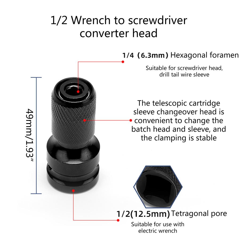Adaptador de dado de vástago hexagonal, práctico destornillador de dado, convertidor de portabrocas de liberación rápida para llave de impacto, destornillador, broca