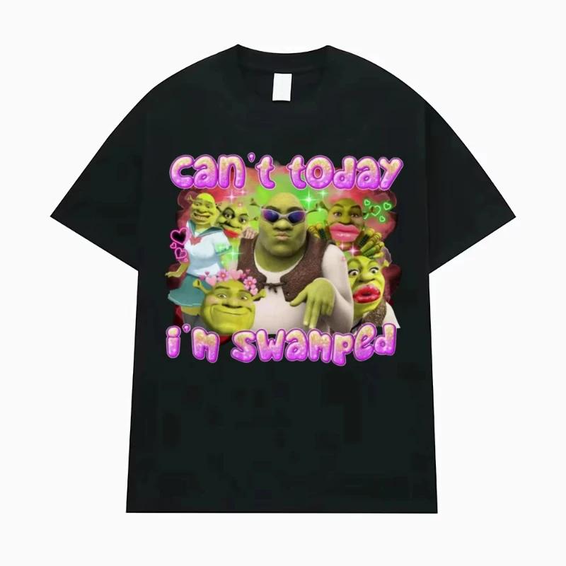 Kann heute nicht, ich bin überhäuft Lustiges Shrek Meme T-Shirt Damenbekleidung Modetrend Hip Hop Hohe Qualität Sommer Freizeit T-Shirts Unisex