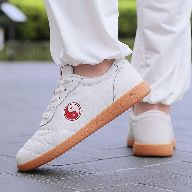 Tai Chi Schuhe Damen und Herren Leder Tai Chi Übungsschuhe Kampfsport Training Rindersehnensohle Wettkampf Spezialschuhe Tai Chi Sportschuhe