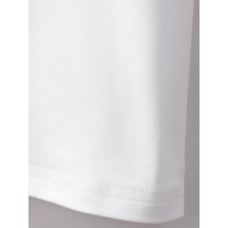 Europäische Größen Herren Freizeit Rundhals T-Shirt mit Geometrischem Buchstaben-Print, Kurzarm, Normale Passform, Sommer Pullover T-Shirt