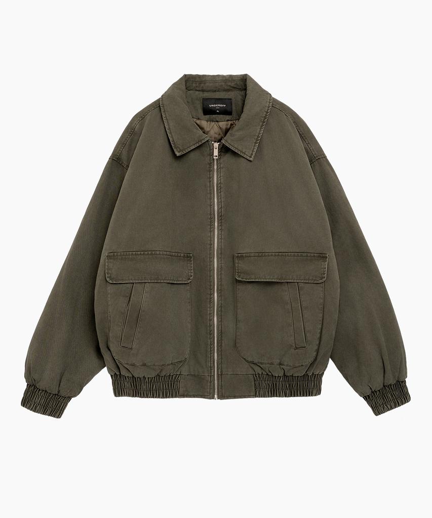 Underoff Washed Out-Pocket Blouson Jacket Khaki