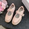 Retro Round Toe Color Block Mary Jane Shoes Women's Fashion Casual Magic Tape Shallow Flats Comfortable Rubber Sole Sneakers