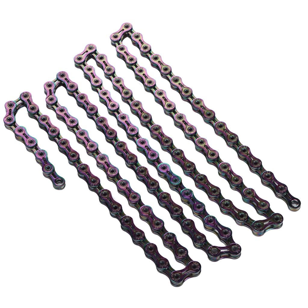 9 Speed Mountain Bike Chain Full Electroplating Treatment Durable Colorful Bicycle Chain