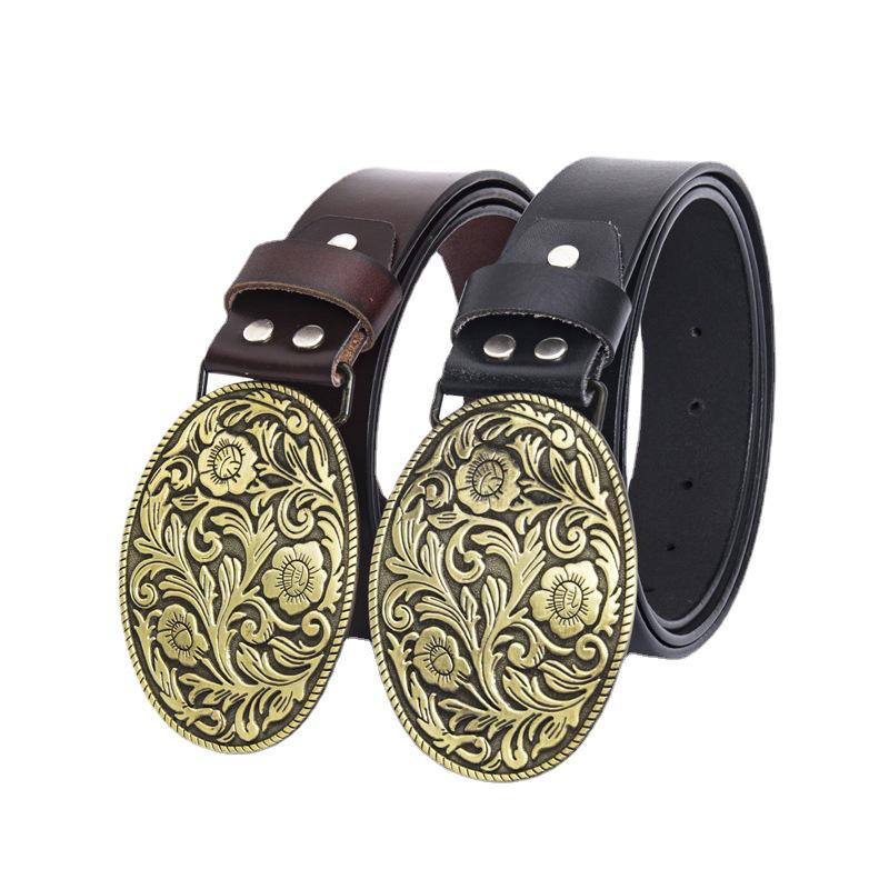 Lycoris Radiata Gentlemen's Leather Waistband - Whole Piece Cowhide Trousers Belt
