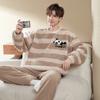 Pijama de Diseño Lindo de Moda para Hombre Otoño Invierno Forro Polar Coral Espesado Cálido Suave Masculino Polar Térmico Conjunto Ropa de Casa Juvenil