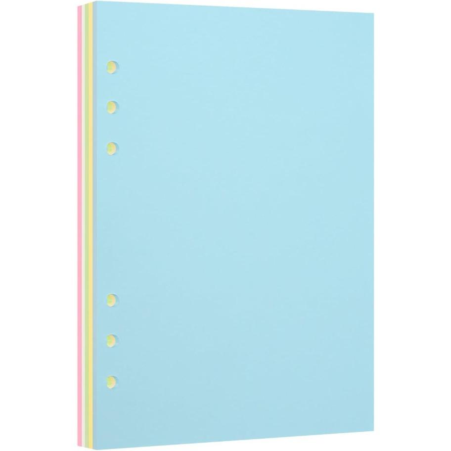 100sheets Blank Colored A6 6-Hole Loose-leaf Paper, Refill Paper, Ring-bound Paper, Punched Paper