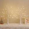 White Birch Tree with LED Lights, Lighted Birch Tree for Tabletop, Battery Operated 24 LED Warm White Tree Lamp, 2FT Mini Christmas Tree Decor for