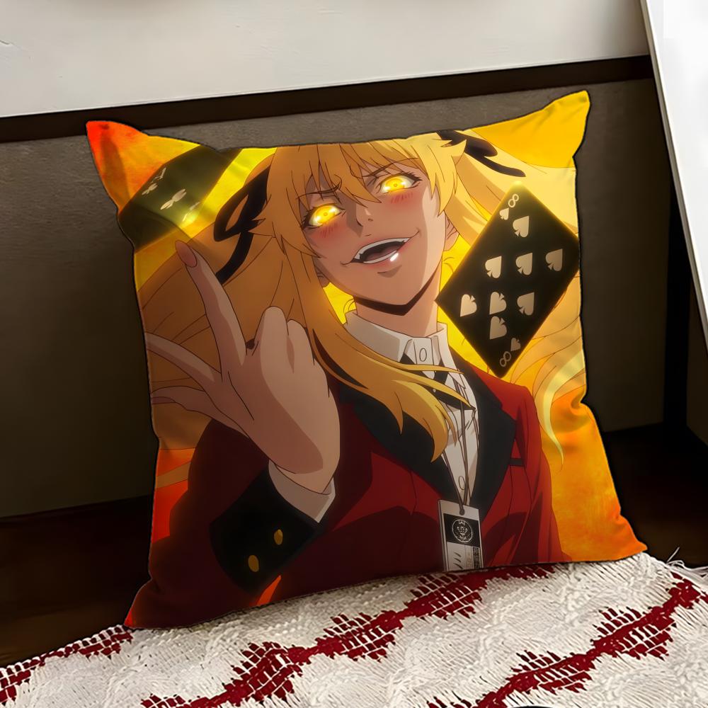 KKakegurui Anime Cushion Cover Reversible Soft Durable Pillow Cover Home Car MultiScene Use for Daily Comfort