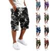 Herren Cargo-Shorts Mehrere Taschen Kordelzug Taille Lockerer Schnitt Knielang Camouflage-Muster Lässige Hose
