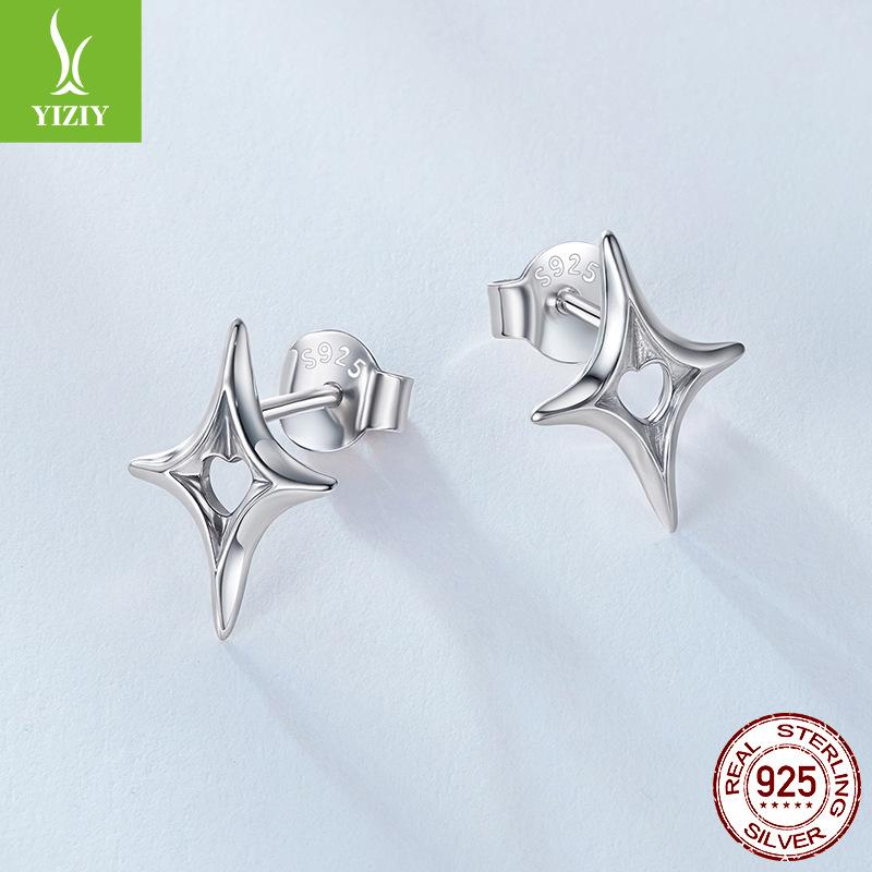 

S925 Sterling Silver Star Stud Earrings, Individual Cold Wind Hollow Star Stud Earrings And Ear Jewelry