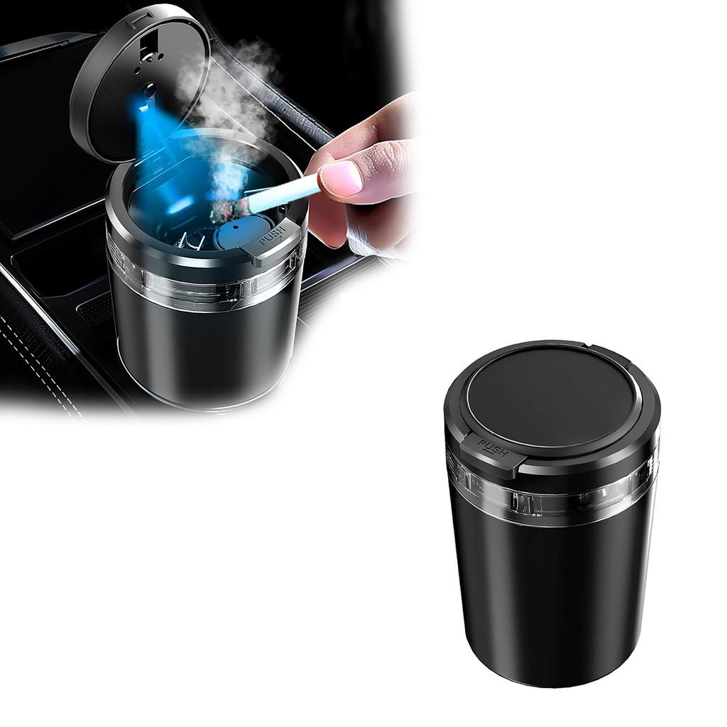 Car Ashtray for III (Facelift 2014) 2014-2019 2020 2021 2022 2023, Car Ashtray with Lid Smell Proof, Automatic LED Light, Sealed, Flame Retardant