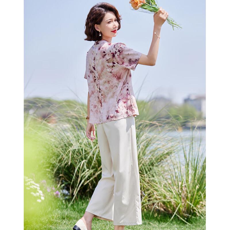 Past Moms' New Chinese Style Floral Summer Set