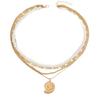 Imitation pearl conch necklace jewelry light luxury pendant multi-layer stacking design sense holiday collarbone chain women