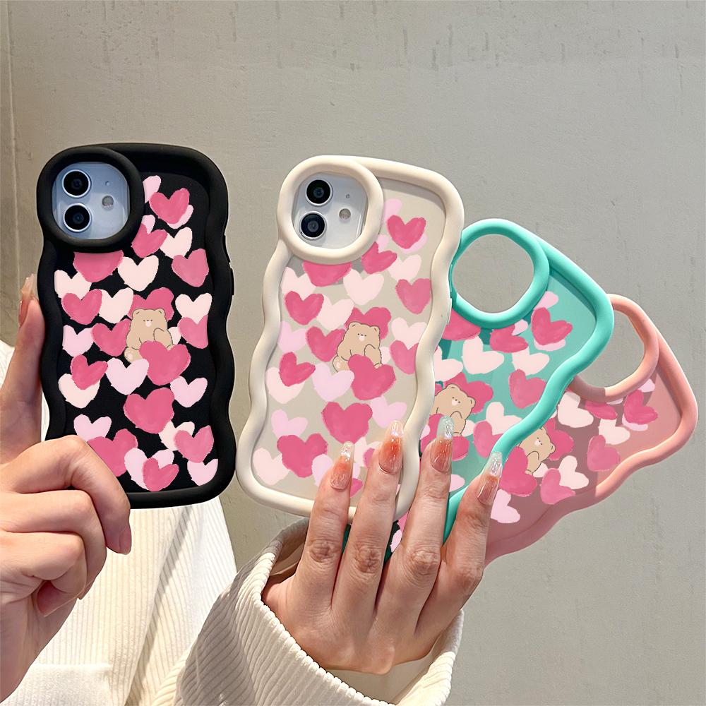Big Wave Edge Soft Silicone Material Macaron Phone Case Shockproof Protective Rubber Casing for iPhone Samsung Huawei Honor Xiaomi Redmi OnePlus Moto