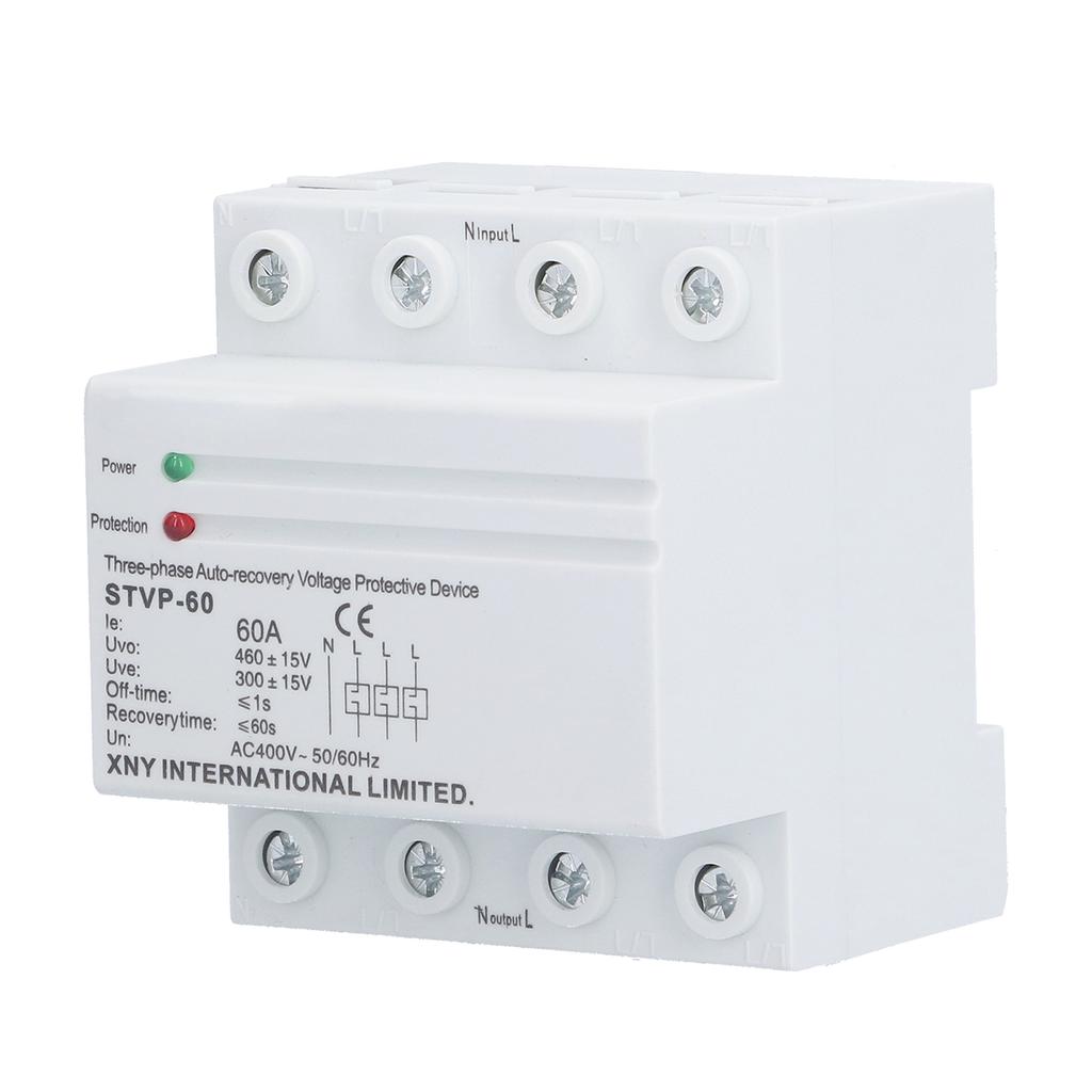 Voltage Protective Device 3‑Phase 4‑Wire Automatic Recovery Reconnect Protector AC 400V 60A