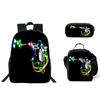 Student Backpack Lunch Bag Pencil Case 3-Piece Set, Waterproof Durable Large Capacity, MJ Pattern, Kids School Bag Set