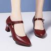 Modern Fashion Woman's Shoes with Soft Rubber Sole One Button Design Comfortable Small Leather Work Shoes for Summer