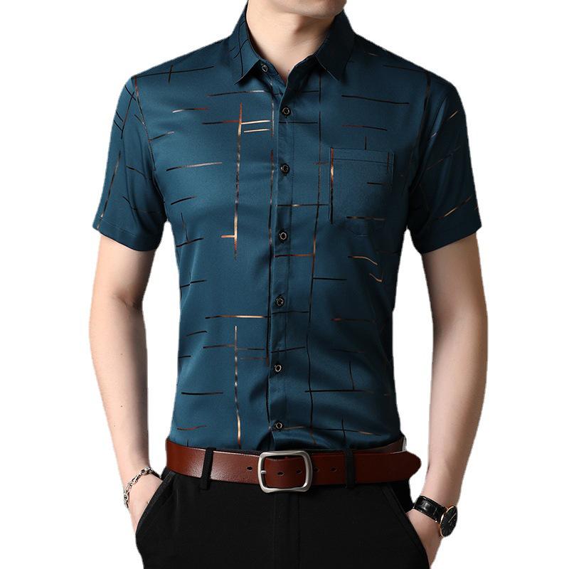 Middle-aged Men's Casual Trendy Short-Sleeve, Iron-Free Summer Shirt