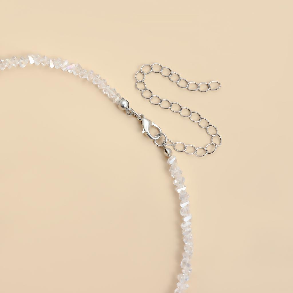 Love Zircon Double Chain Tassel Design Collar Chain - Crystal Necklace For Women
