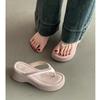 Thick-soled Heightened Flip-flops for Women's Summer Outer Wear 2025 New High-end Sandals Slope Heel Pinch Foot Beach Sandals