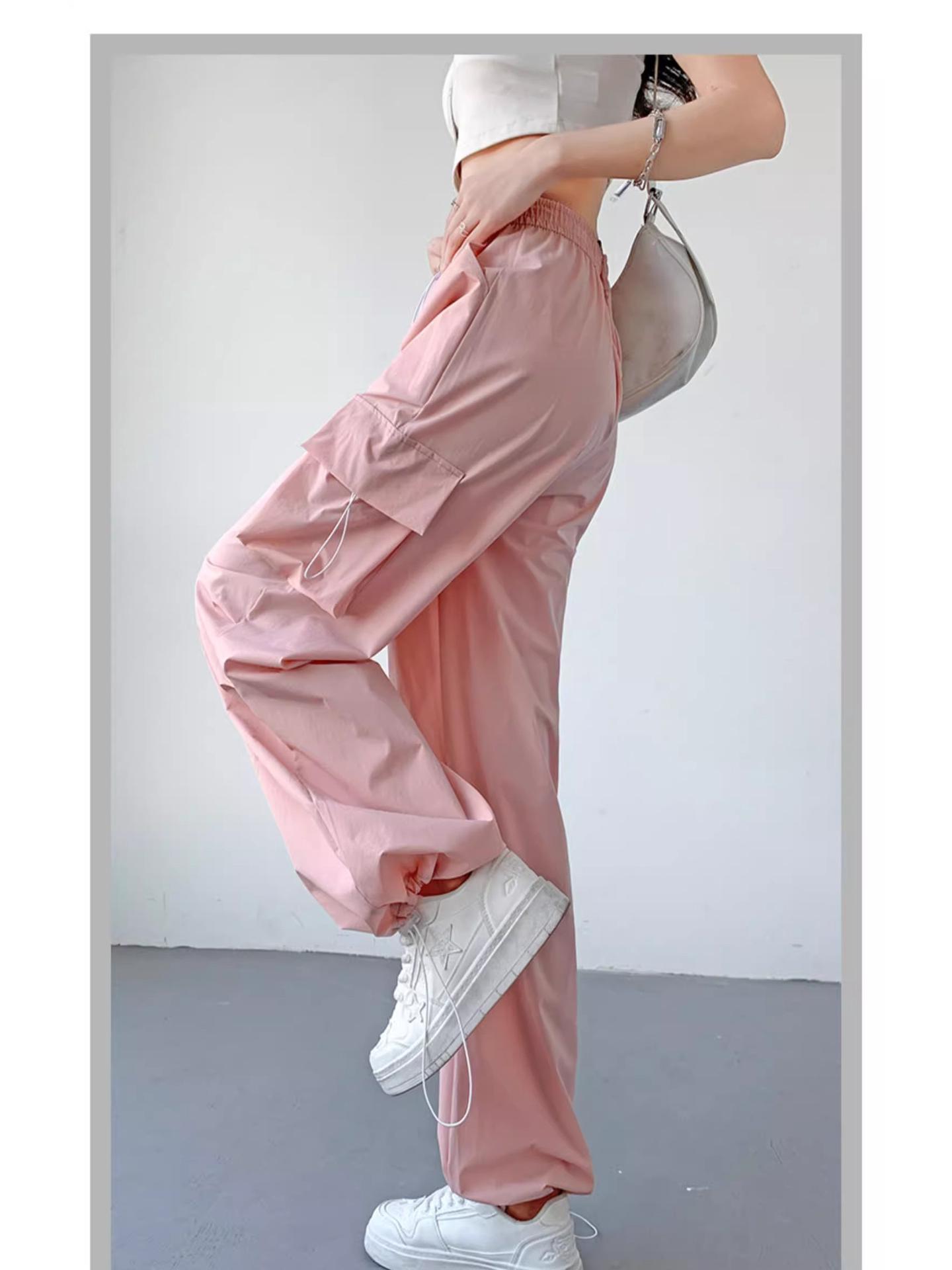 

Women s Quick-Drying Wide-Leg Cuffed Pants for Outdoor Sports & Dance XXL розовый