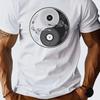 2026 Unisexs Casual 100 Pure Cotton Record Yinyang Pattern Printed Round Neck Short Sleeved Neutral Soft Breathable Tshirt