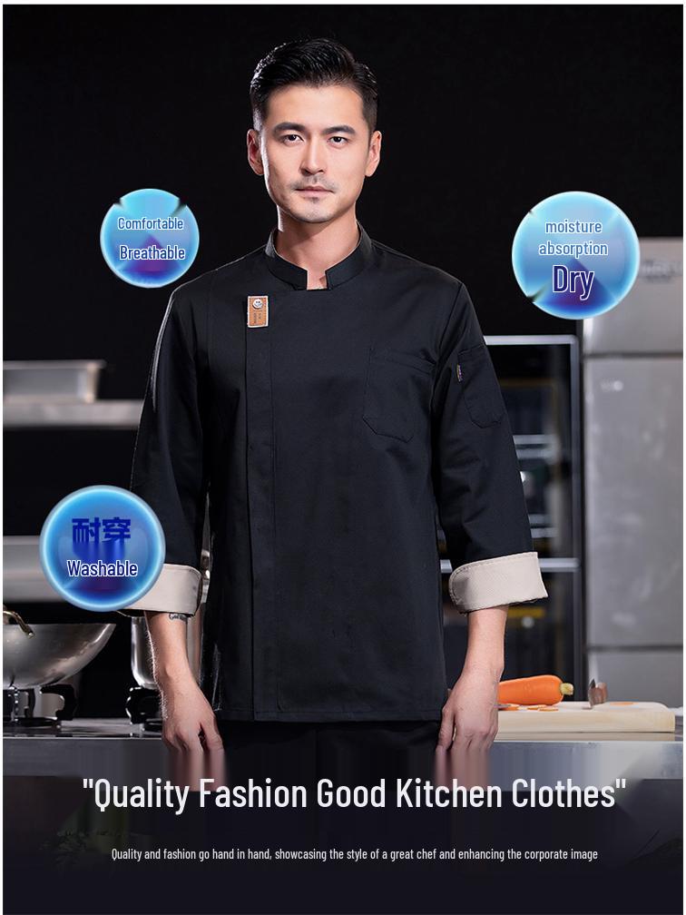 Long Sleeve Breathable Chef Coat for Restaurant and Catering - Unisex Workwear for Autumn/Winter
