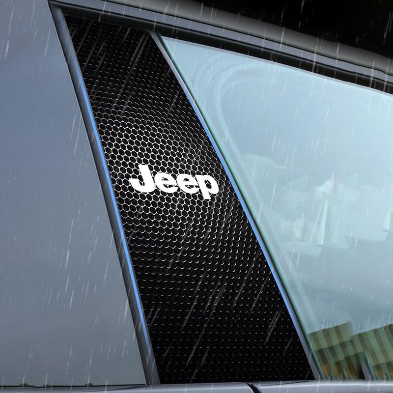 2 ks ochranná fólia s logom auta na stredový stĺpik, nálepka proti poškriabaniu pre Jeep Wrangler Grand Cherokee Renegade, vzduchové krytky pneumatík