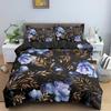 3D Bedding Set Flowers Print Duvet Cover Set with Zipper Closure Queen King Full Size Comforter Cover and Pillowcases Polyester