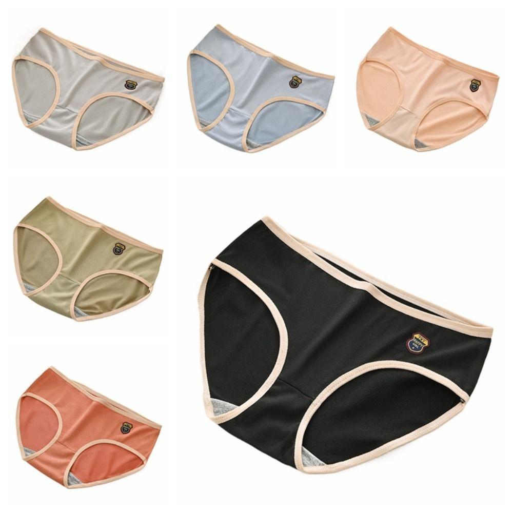 6PCS Mid Waist Simple Panties Breathable Large Size Briefs Trendy Underwear Women Intimates