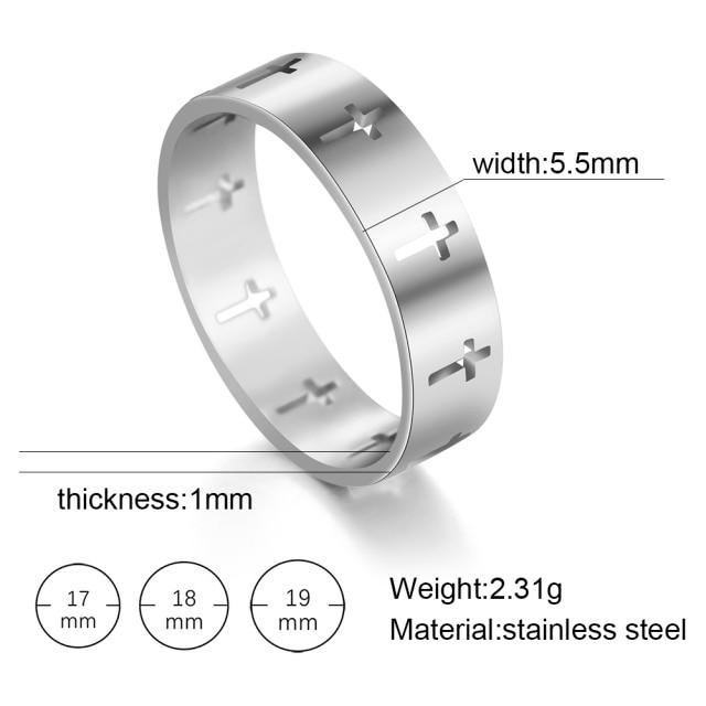 Stainless Steel Couple Rings Stylish Jewelry  Color Color Supernatural Cross Women 'S Men 'S Finger Ring Engagement Bridal Bridal Present Gift