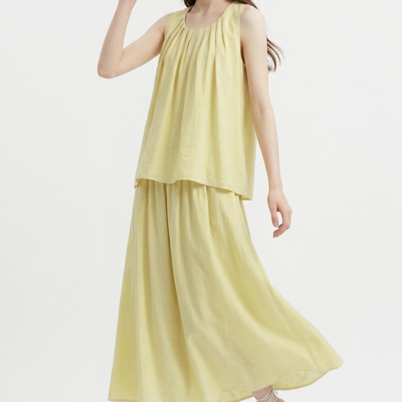 [Shop  ] Women S VAcAtion Look A Line SleeveleSS Long Skirt Setup nAru wSet 2125   SorA