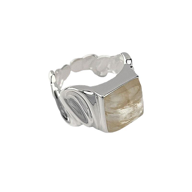Elegant Women's Adjustable Zirconia Square Ring with New Wave Pattern – Trendy Ins Index Finger Ring