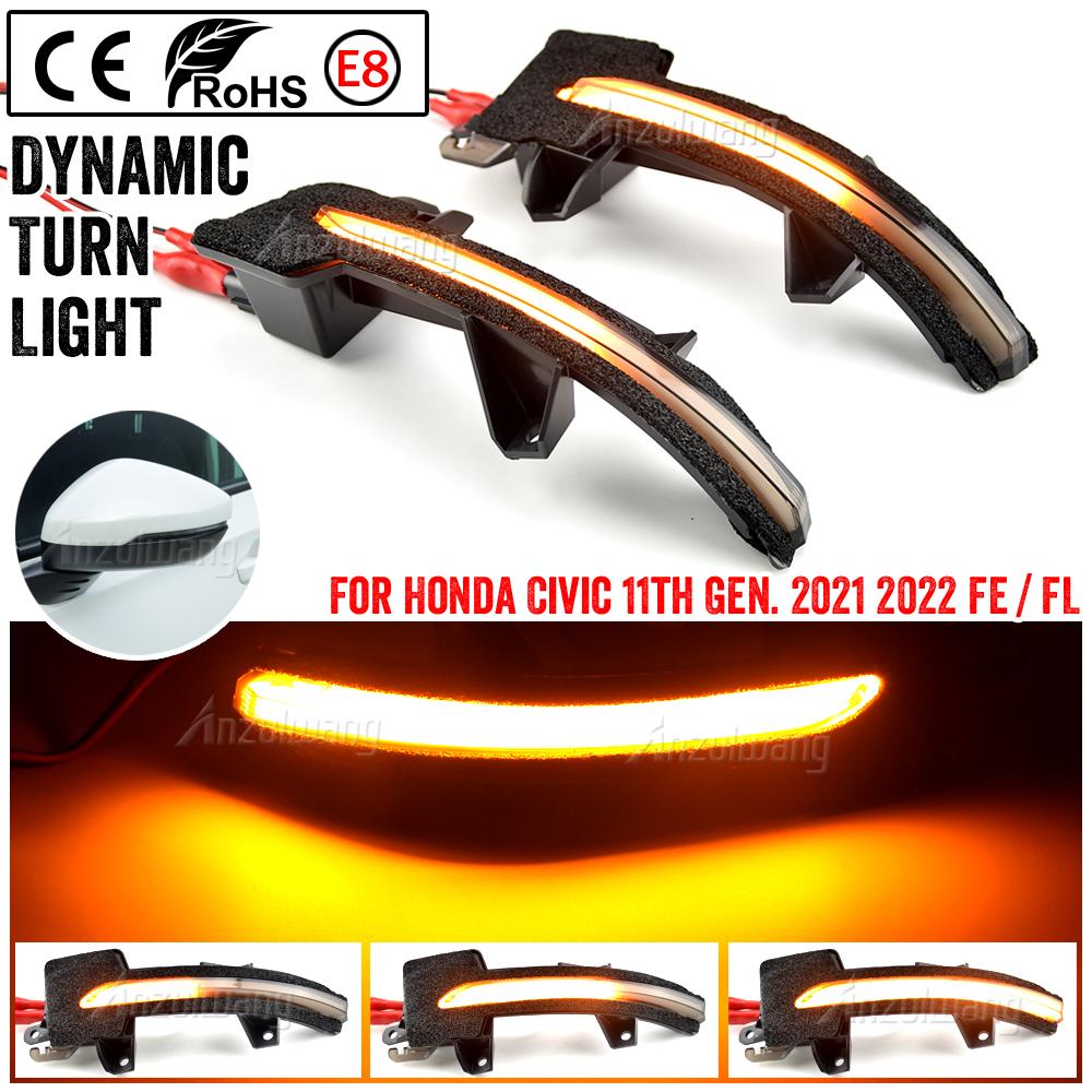 LED Flowing Rearview Mirror Indicator Sequential Blinker Lamp Dynamic Turn Signal Lights for Honda Civic 11th 2021 2022 FE / FL