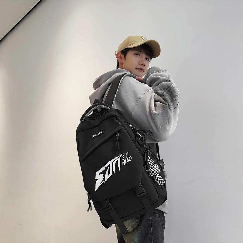 New Largecapacity Schoolbag Men's Trendy Cool Couple Casual Backpack Korean Version Ins Junior High School Student Computer Backpack