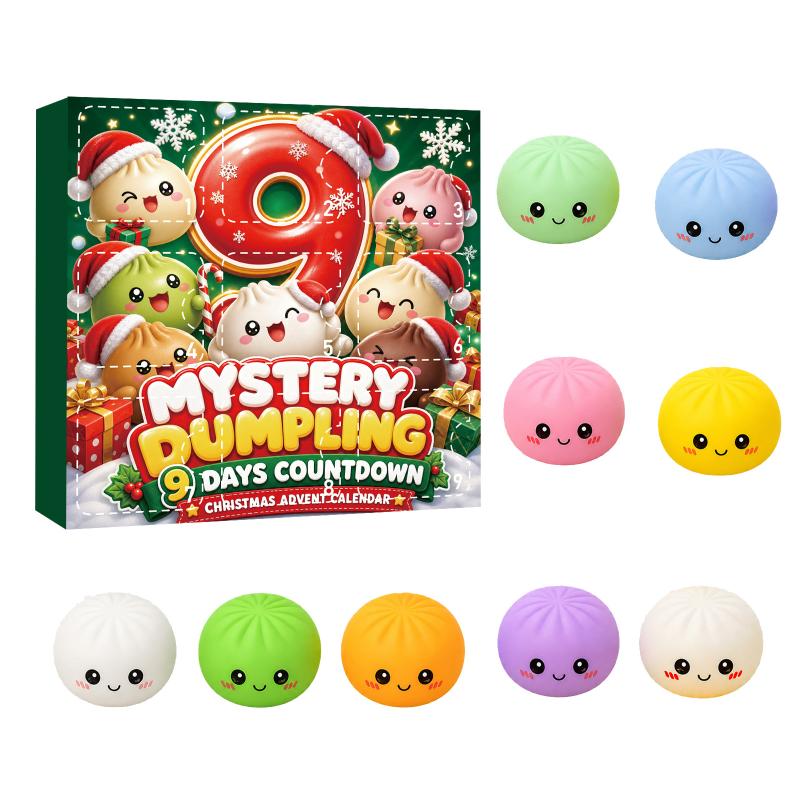 2026 Christmas Advent Calendar Mystery Dumpling Blind Box 24 Day Countdown Squeeze Sensory Fidget Holiday Gift Set
