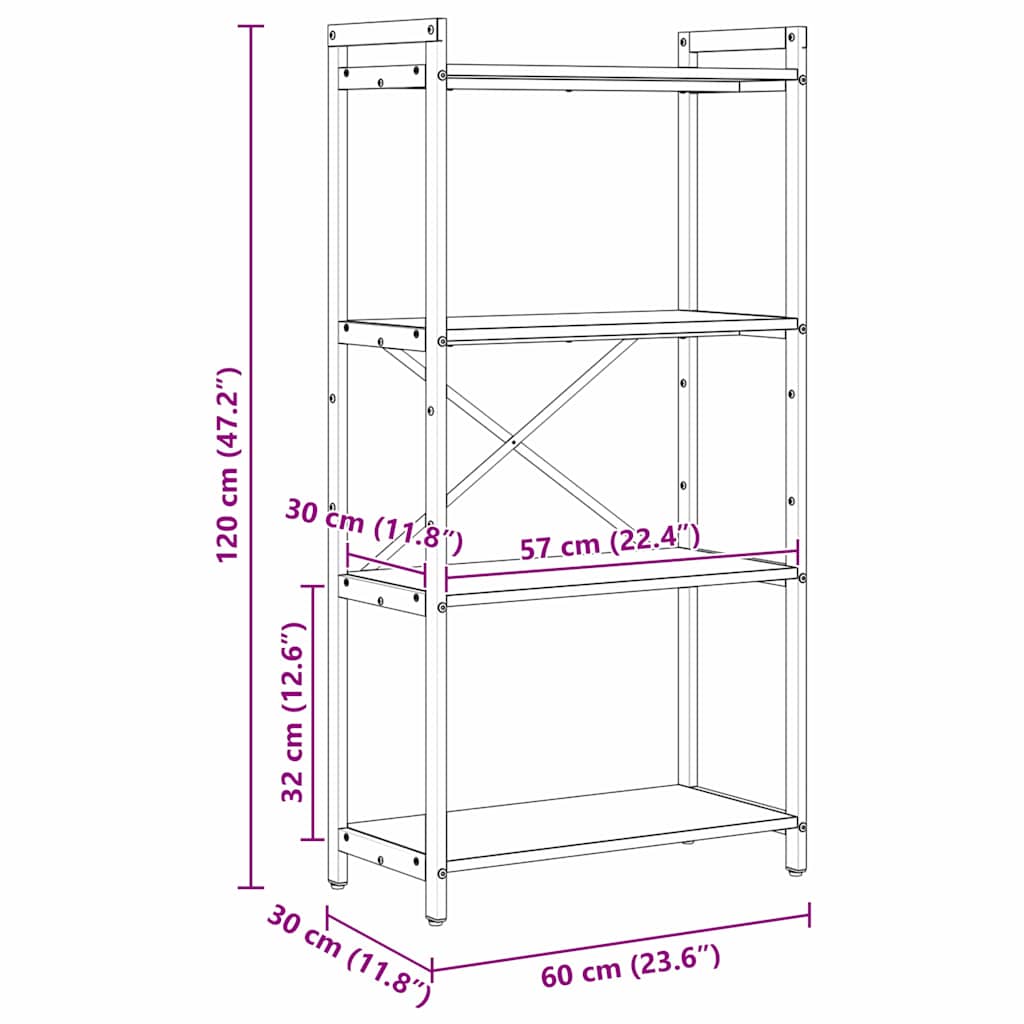 Bookshelf Sonoma Oak 60 X 30 X 120 Cm Engineered Wood