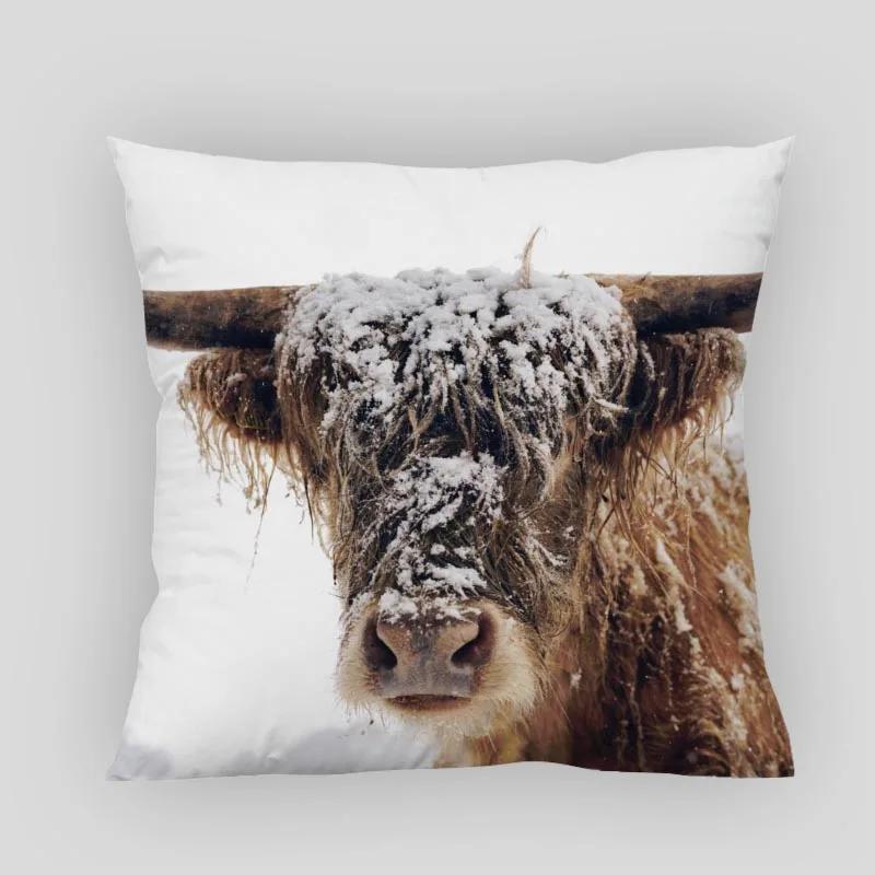Highland Cow Pillow Cover Customize Pillowcase Modern Home Decorative Pillow Case For Living Room 45X45cm,40X40cm
