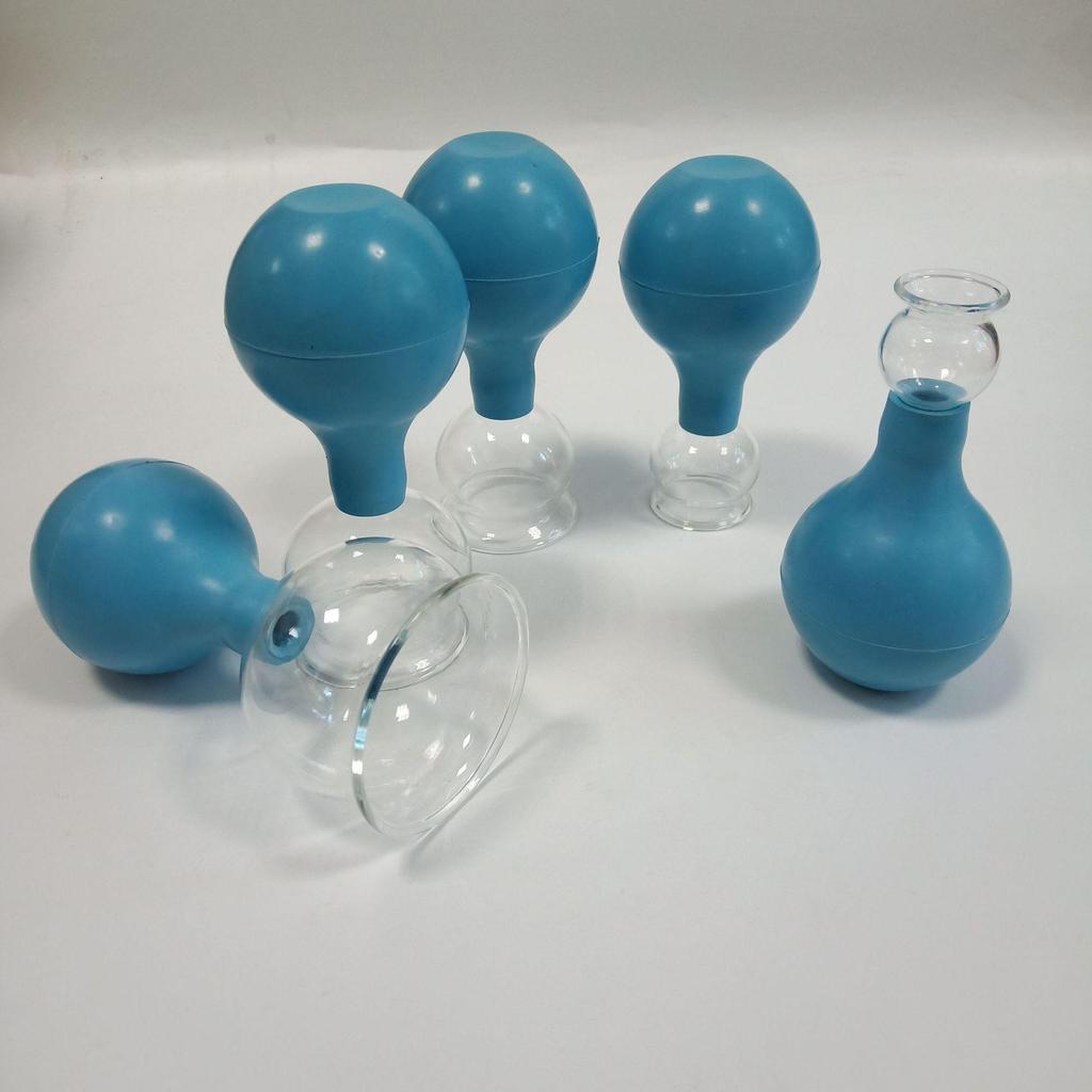 Five-Piece High Borosilicate Glass Cupping Set with Rubber Ball Vacuum Suction
