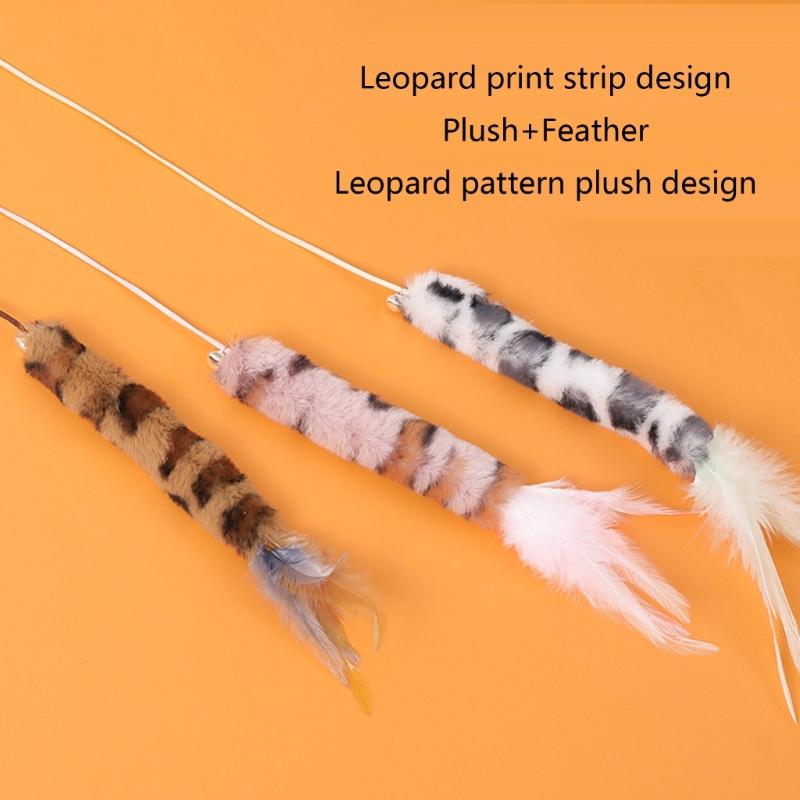 Cat Furry Toy Wands Toy with Furry LeopardPrint Lovely Teasers for Kitten or Cats Plaything Gift for Indoor Cat