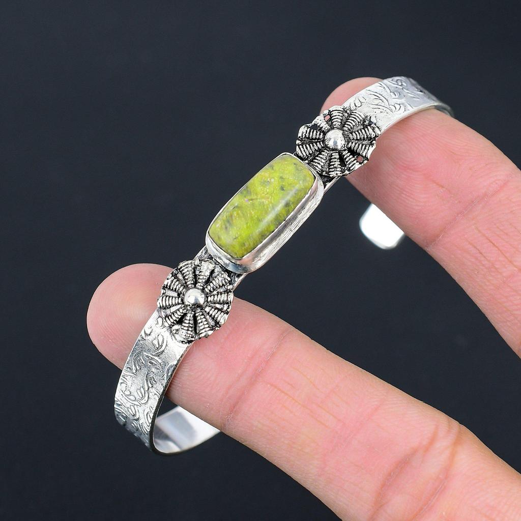 Frauentagsangebot Sterlingsilber Strahlender Natürlicher Atlantisit Boho Armreif Schmuck