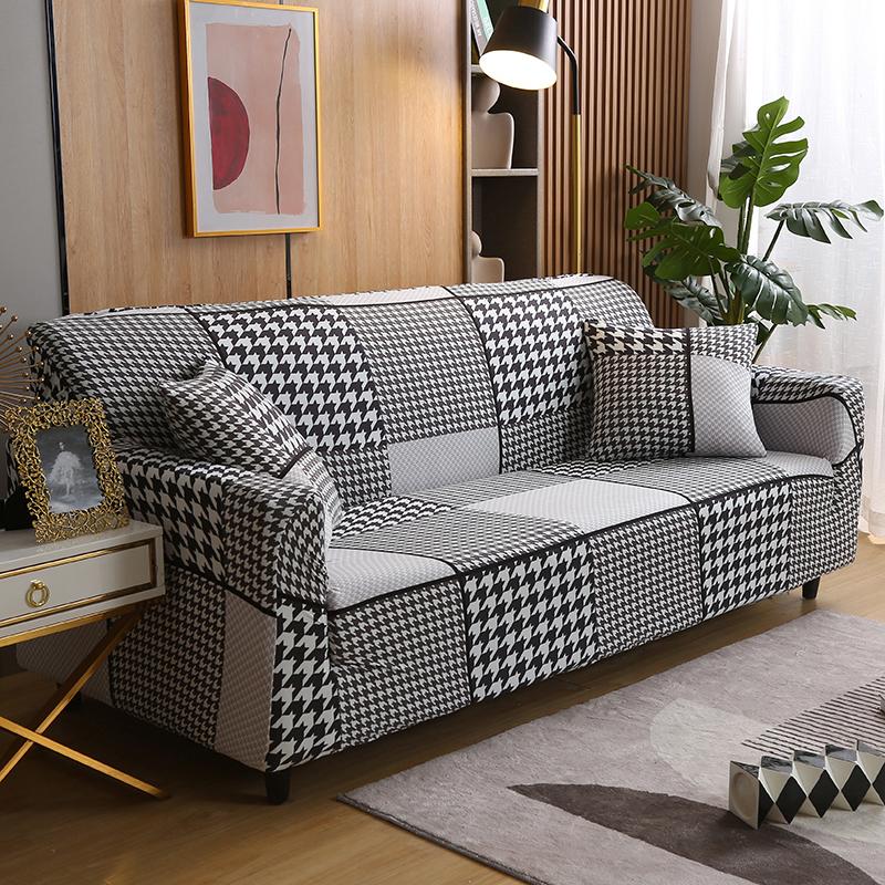 Geometry Sofa Cover for Living Room Stretch Slipcover Couch Cover Chair I Shape Big Sofa Cover 3 Seater Soft Furniture Protector