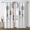 2pcs Black Islamic Pattern Lantern & Crescent Curtains, Perfect for Ramadan/Eid Window Decor, Rod Pocket Curtains