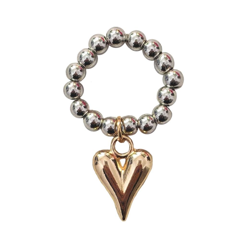 

Круглые бусины Ручная работа Подвеска Кольцо Креативное кольцо из эластичной веревки Винтажные украшения Подарок для женщин девушек золотой