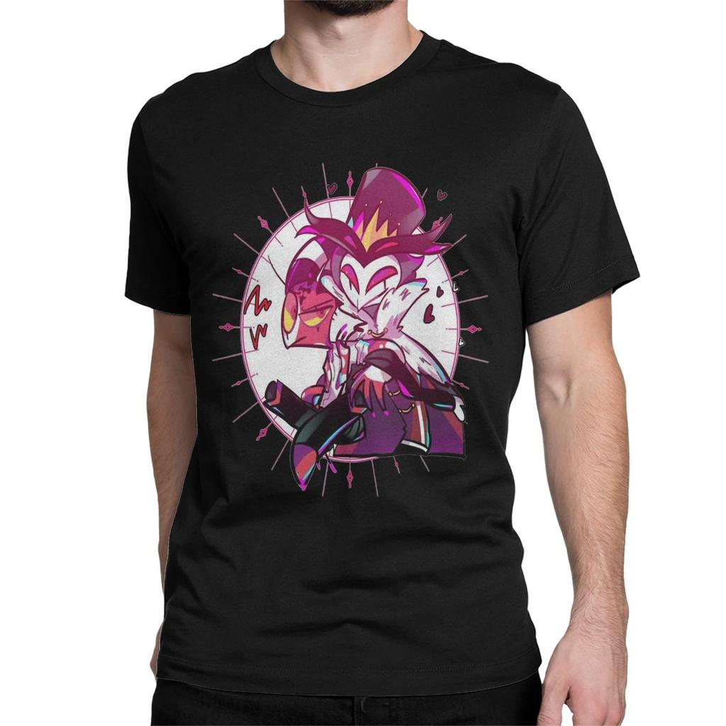 Stolas Helluva-Boss Cartoon Men T Shirts Creative Tees Short Sleeve Crewneck T-Shirts 100% Cotton Gift Idea Tops