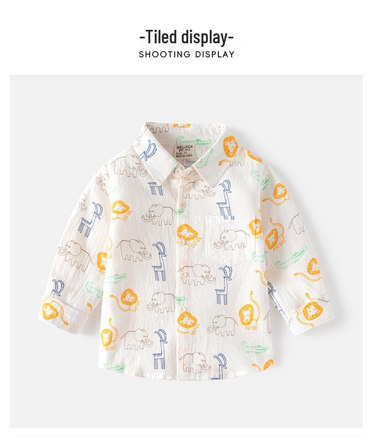 2025 Spring & Autumn Boys' Long-Sleeve Pure Cotton Korean Style Shirt