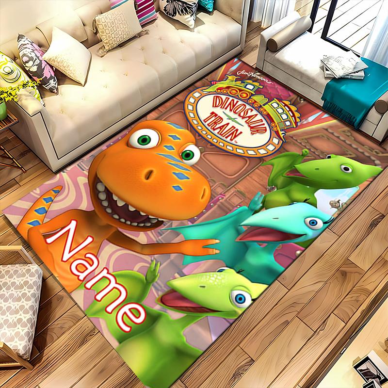 Custom Personalization Dinosaur Train Area Rug - Perfect For Kitchen, Bathroom,Laundry Room Decor Large Size Available,Gift All Seasons